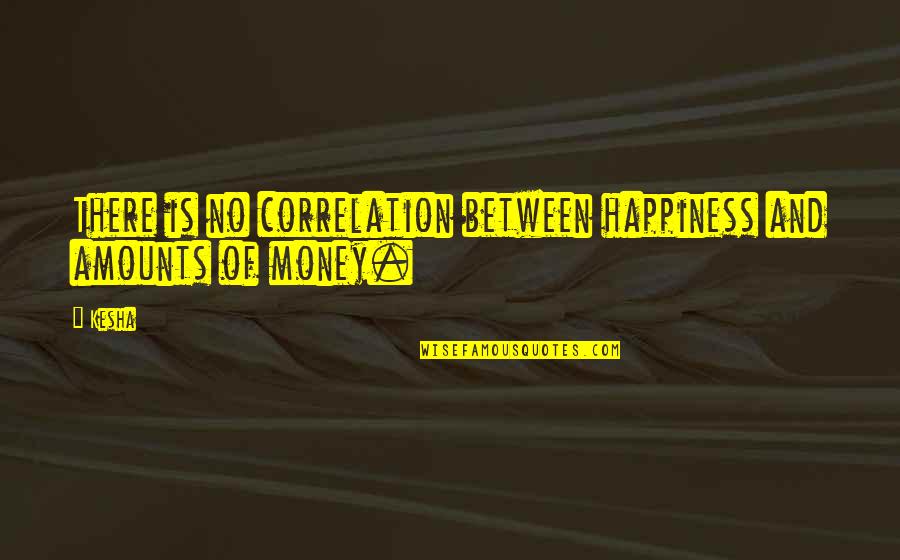 Happiness And Money Quotes By Kesha: There is no correlation between happiness and amounts