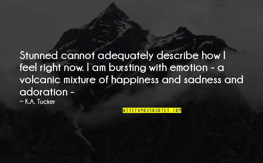 Happiness And Sadness Quotes By K.A. Tucker: Stunned cannot adequately describe how I feel right Happiness And Sadness Quotes By K.A. Tucker: Stunned cannot adequately describe how I feel right