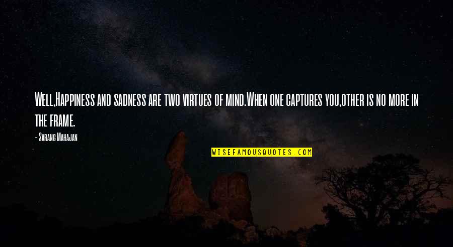 Happiness And Sadness Quotes By Sarang Mahajan: Well,Happiness and sadness are two virtues of mind.When Happiness And Sadness Quotes By Sarang Mahajan: Well,Happiness and sadness are two virtues of mind.When