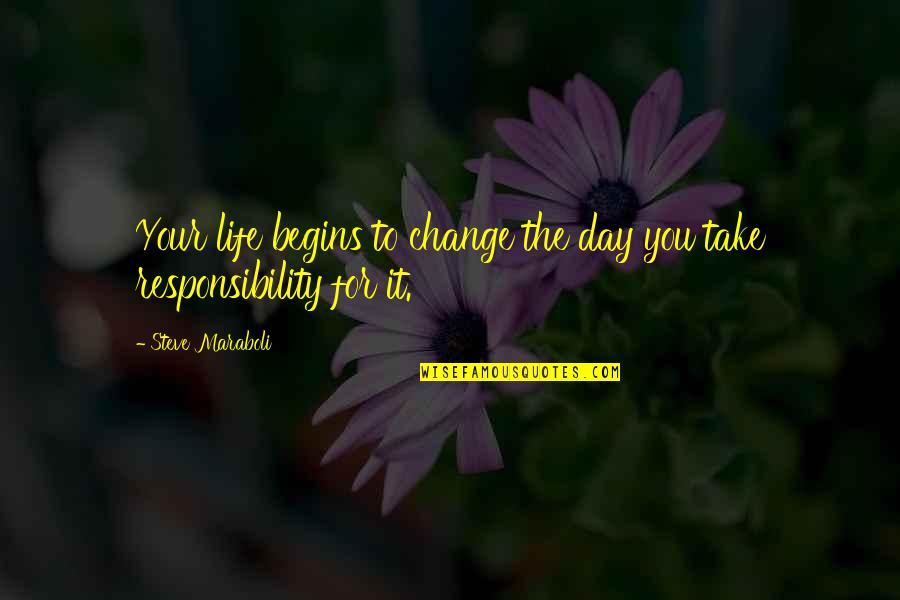 Happiness Begins Within Quotes By Steve Maraboli: Your life begins to change the day you