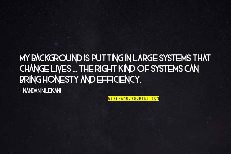 Happiness Being A State Of Mind Quotes By Nandan Nilekani: My background is putting in large systems that