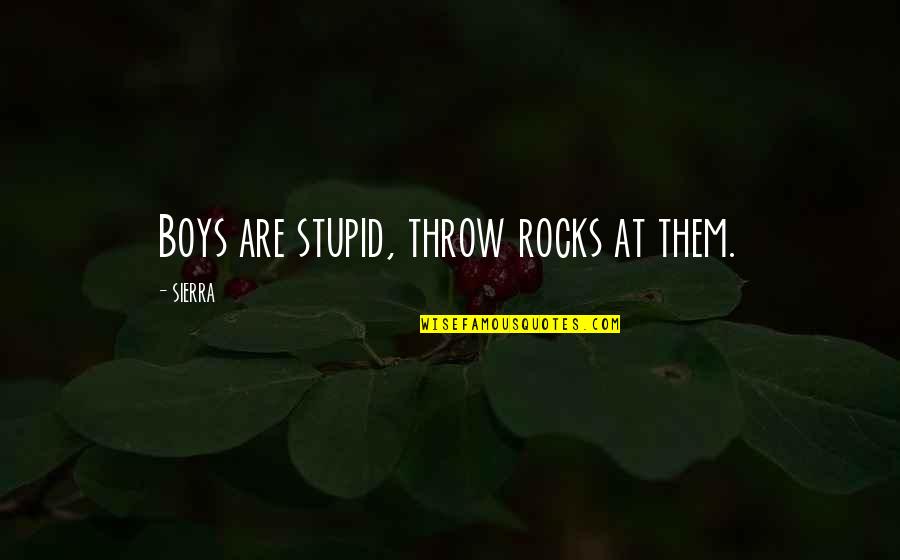 Happiness Being Yourself Quotes By SIERRA: Boys are stupid, throw rocks at them.