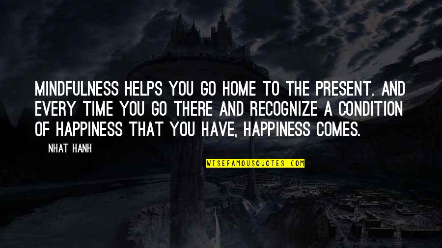 Happiness Comes In Time Quotes By Nhat Hanh: Mindfulness helps you go home to the present.