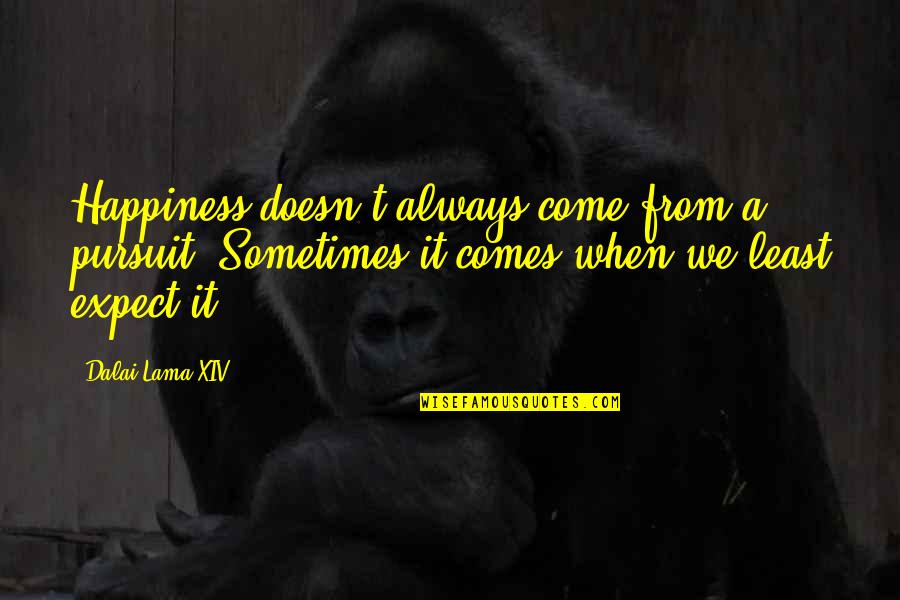 Happiness Comes When Quotes By Dalai Lama XIV: Happiness doesn't always come from a pursuit. Sometimes