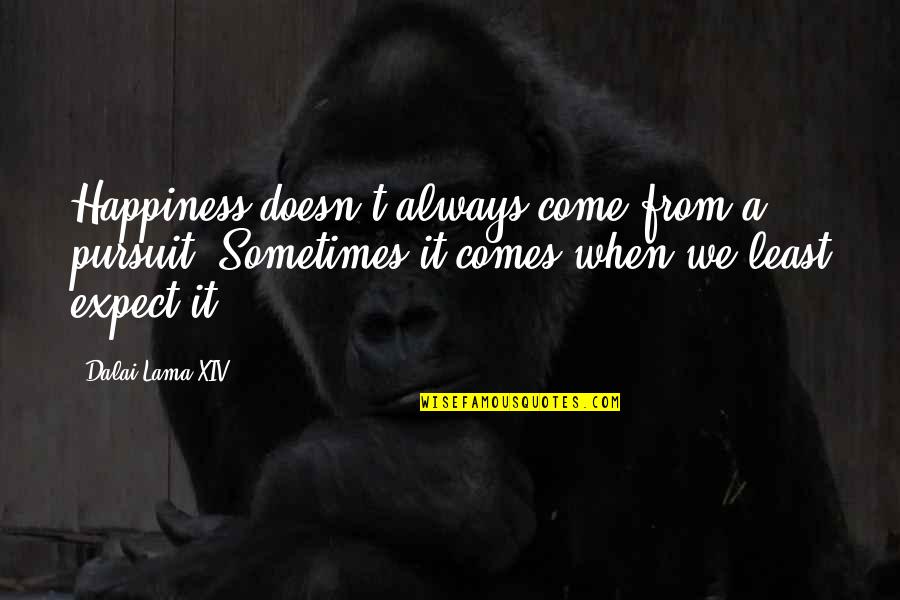 Happiness Comes When You Least Expect It Quotes By Dalai Lama XIV: Happiness doesn't always come from a pursuit. Sometimes