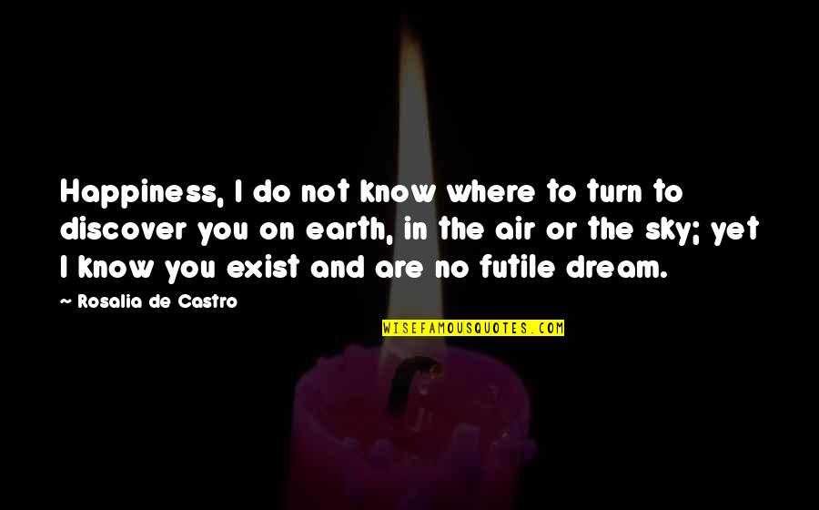 Happiness Dream Quotes By Rosalia De Castro: Happiness, I do not know where to turn