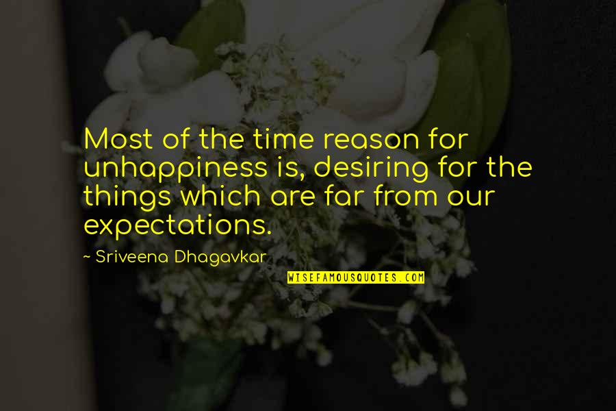 Happiness Expectations Quotes By Sriveena Dhagavkar: Most of the time reason for unhappiness is,
