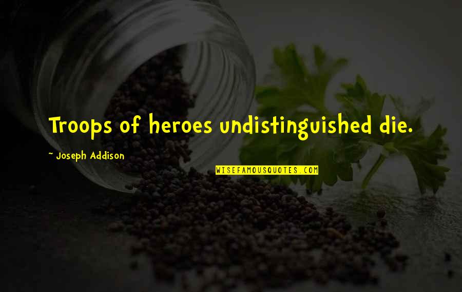 Happiness Glow Quotes By Joseph Addison: Troops of heroes undistinguished die.