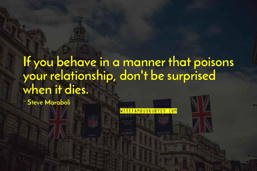 Happiness In A Relationship Quotes By Steve Maraboli: If you behave in a manner that poisons