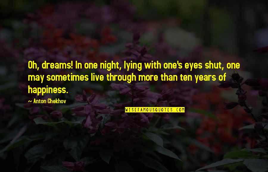 Happiness In My Eyes Quotes By Anton Chekhov: Oh, dreams! In one night, lying with one's