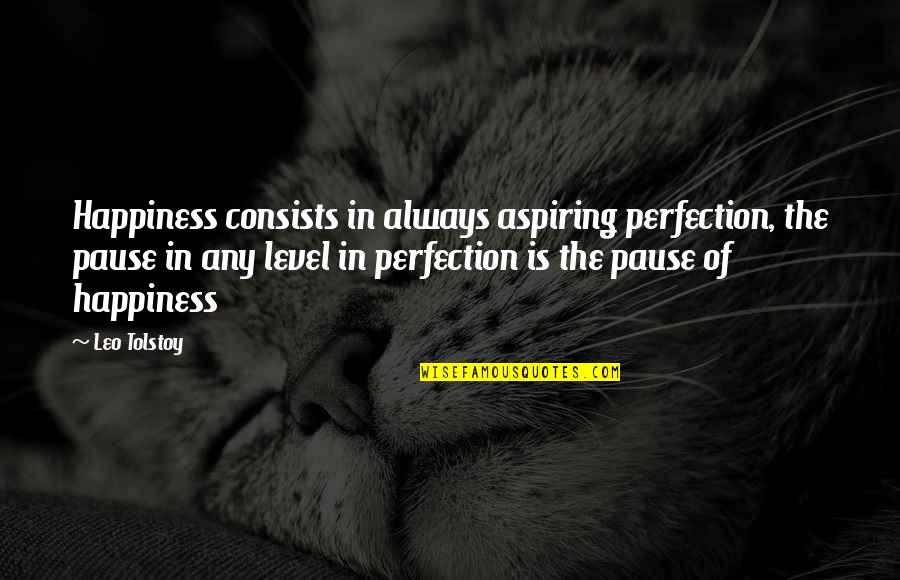 Happiness In Quotes By Leo Tolstoy: Happiness consists in always aspiring perfection, the pause Happiness In Quotes By Leo Tolstoy: Happiness consists in always aspiring perfection, the pause