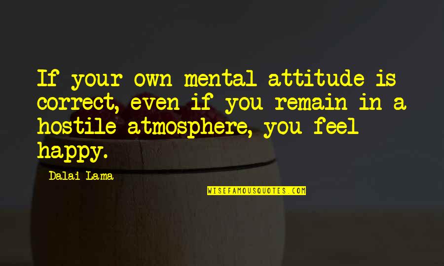 Happiness Is Attitude Quotes By Dalai Lama: If your own mental attitude is correct, even Happiness Is Attitude Quotes By Dalai Lama: If your own mental attitude is correct, even