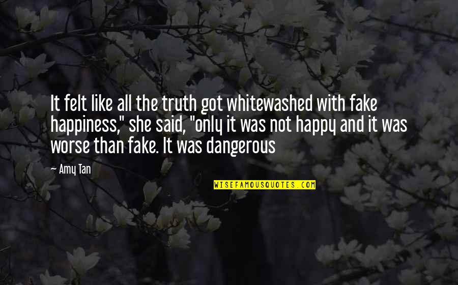 Happiness Is Fake Quotes By Amy Tan: It felt like all the truth got whitewashed