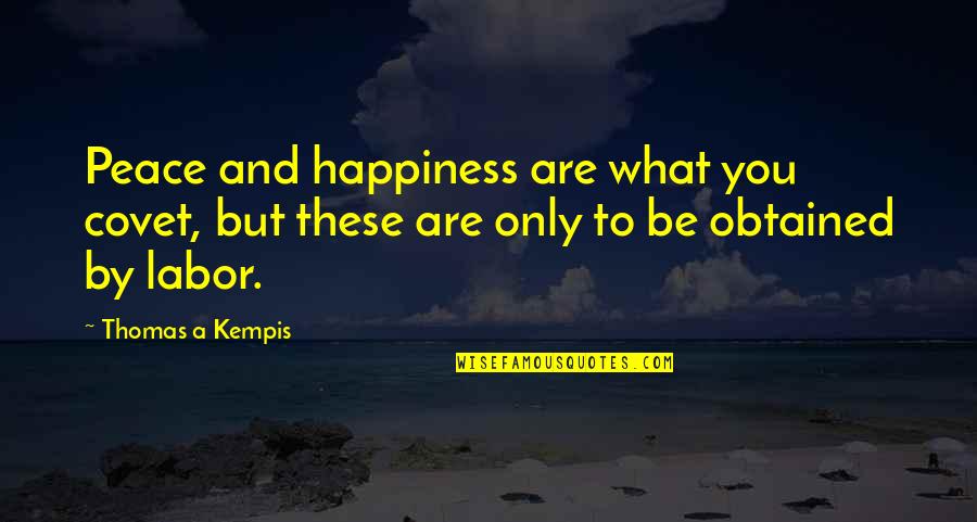 Happiness Is Obtained Quotes By Thomas A Kempis: Peace and happiness are what you covet, but