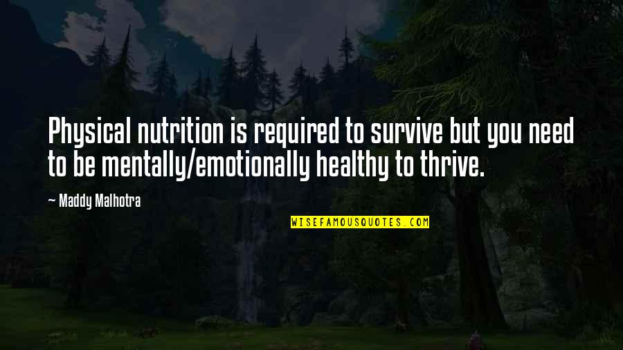 Happiness Is Success Quotes By Maddy Malhotra: Physical nutrition is required to survive but you