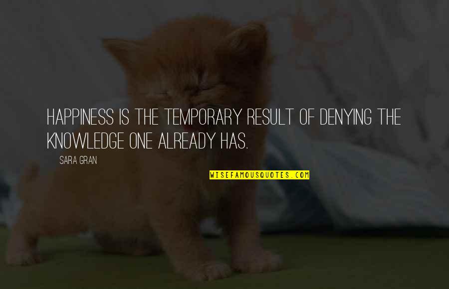 Happiness Is Temporary Quotes By Sara Gran: Happiness is the temporary result of denying the