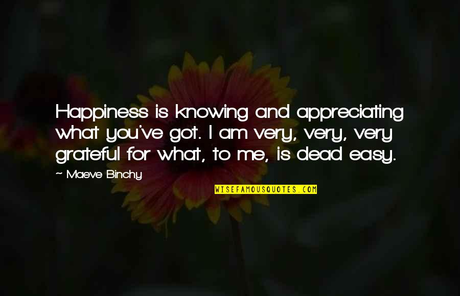 Happiness Is You And Me Quotes By Maeve Binchy: Happiness is knowing and appreciating what you've got.