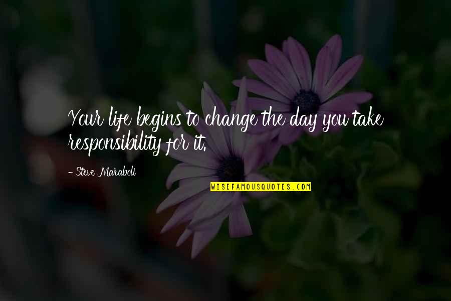 Happiness Life Motivational Quotes By Steve Maraboli: Your life begins to change the day you