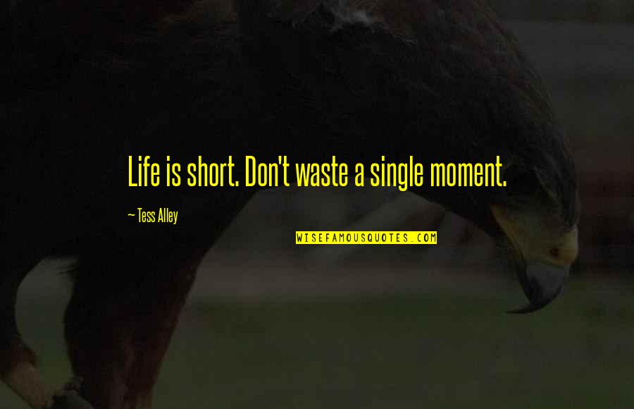 Happiness Life Motivational Quotes By Tess Alley: Life is short. Don't waste a single moment.