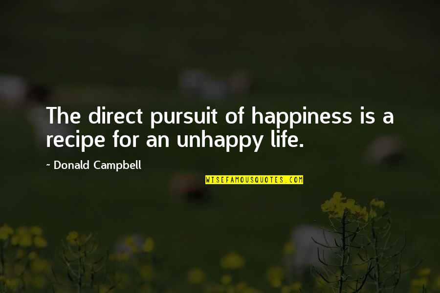 Happiness Of Pursuit Quotes By Donald Campbell: The direct pursuit of happiness is a recipe
