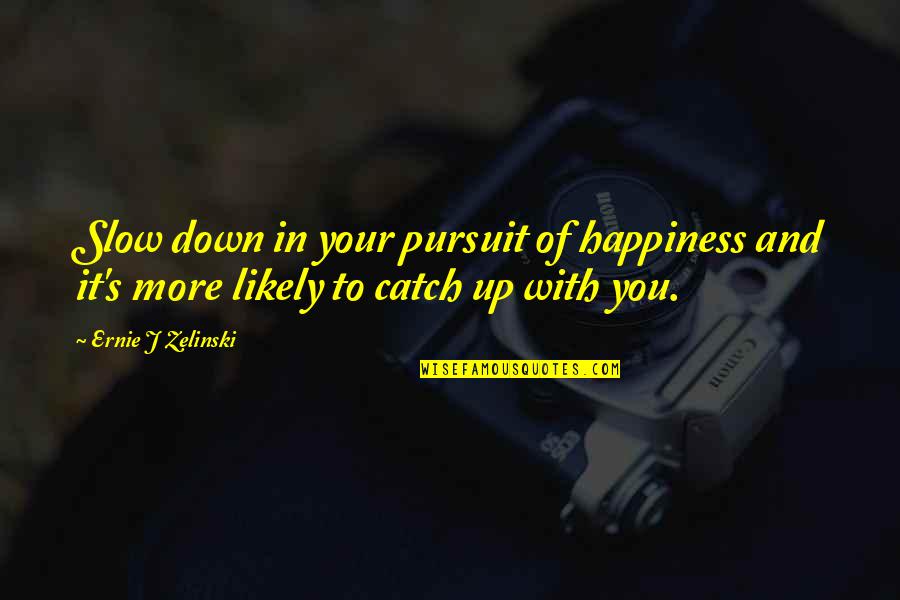 Happiness Of Pursuit Quotes By Ernie J Zelinski: Slow down in your pursuit of happiness and