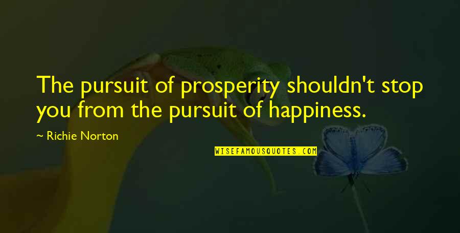 Happiness Of Pursuit Quotes By Richie Norton: The pursuit of prosperity shouldn't stop you from