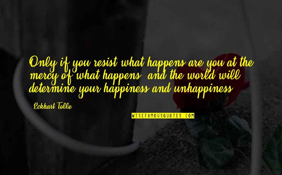 Happiness Of The World Quotes By Eckhart Tolle: Only if you resist what happens are you
