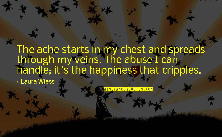 Happiness Spreads Quotes By Laura Wiess: The ache starts in my chest and spreads