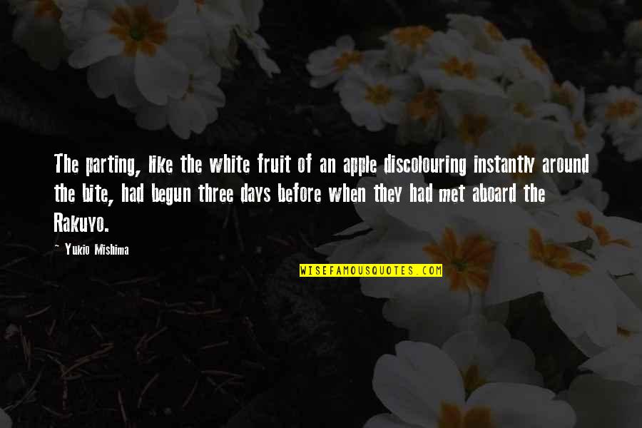 Happy And Positive Thoughts Quotes By Yukio Mishima: The parting, like the white fruit of an