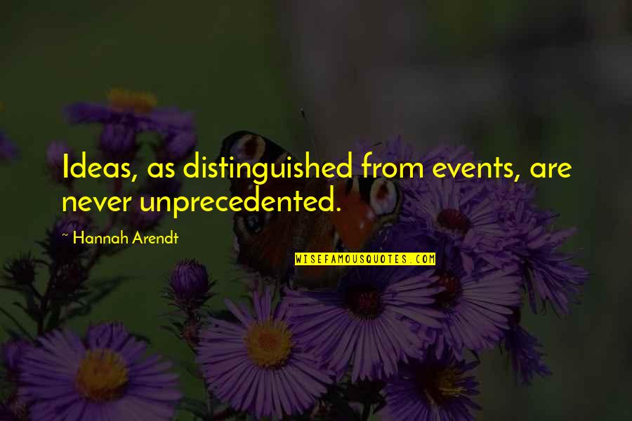 Happy Associates Quotes By Hannah Arendt: Ideas, as distinguished from events, are never unprecedented.