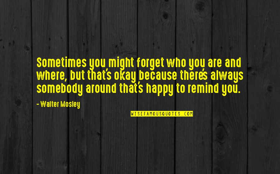 Happy Because You Quotes By Walter Mosley: Sometimes you might forget who you are and