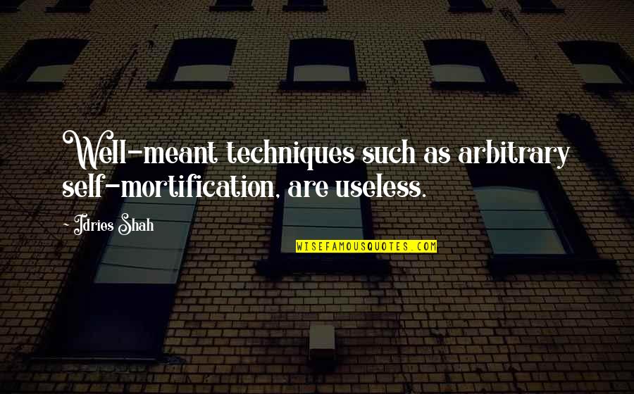 Happy Easter Alwin Quotes By Idries Shah: Well-meant techniques such as arbitrary self-mortification, are useless.