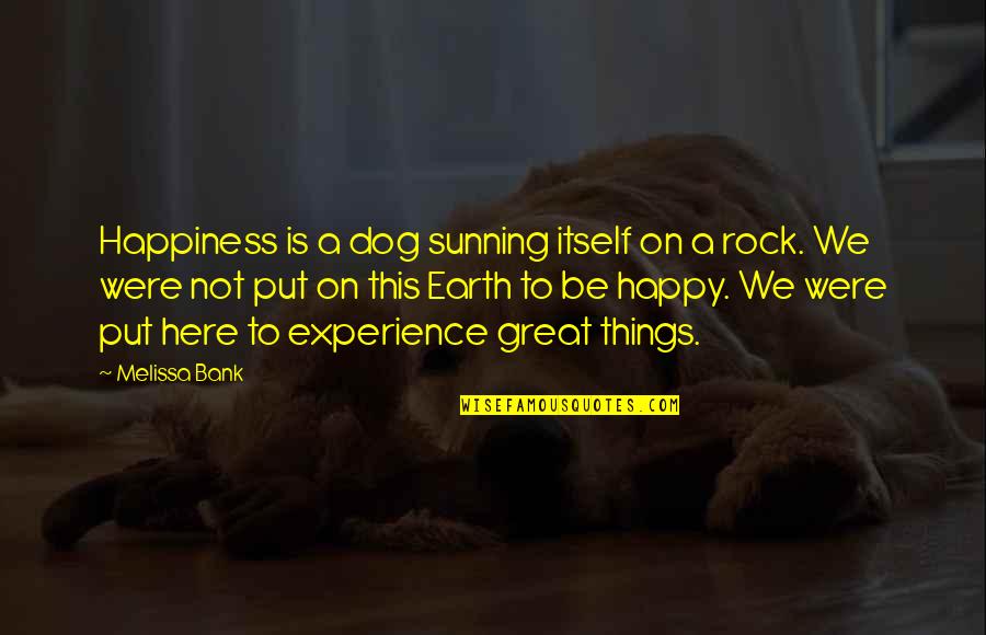 Happy Experience Quotes By Melissa Bank: Happiness is a dog sunning itself on a