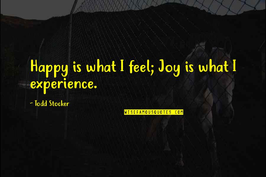 Happy Experience Quotes By Todd Stocker: Happy is what I feel; Joy is what