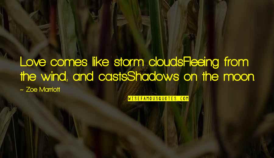Happy Friday Yay Quotes By Zoe Marriott: Love comes like storm cloudsFleeing from the wind,