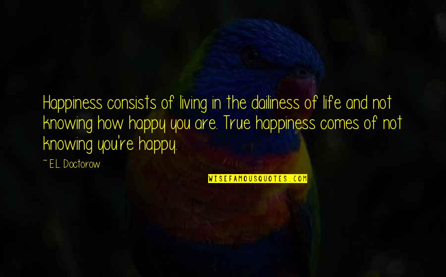 Happy L Quotes By E.L. Doctorow: Happiness consists of living in the dailiness of Happy L Quotes By E.L. Doctorow: Happiness consists of living in the dailiness of