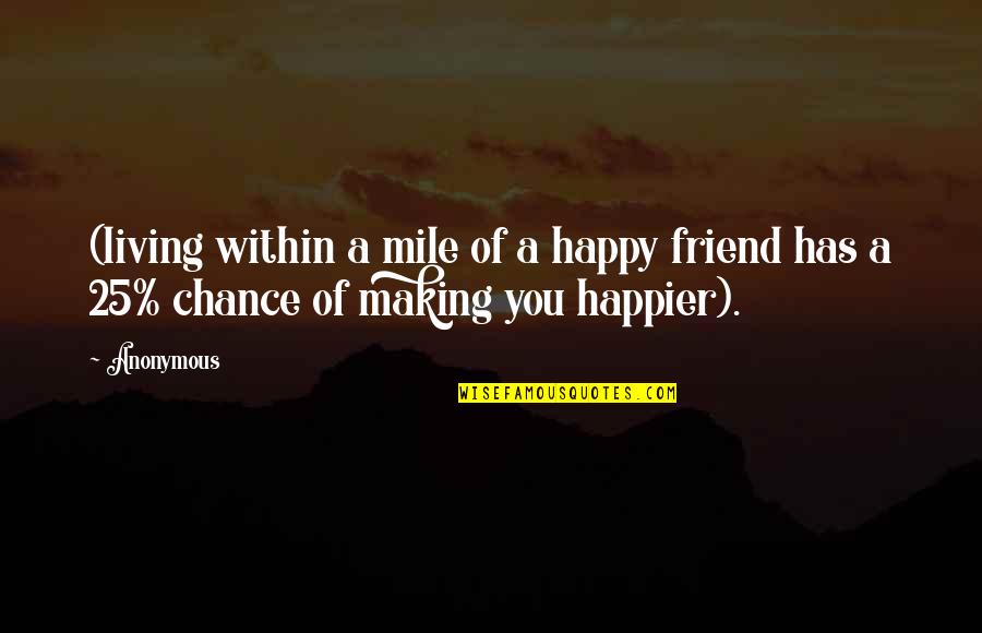 Happy My Friend Quotes By Anonymous: (living within a mile of a happy friend