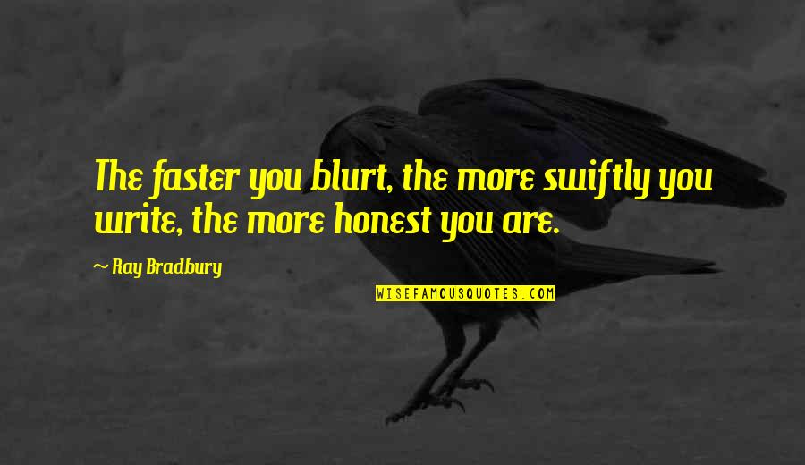 Happy Rainy Night Quotes By Ray Bradbury: The faster you blurt, the more swiftly you