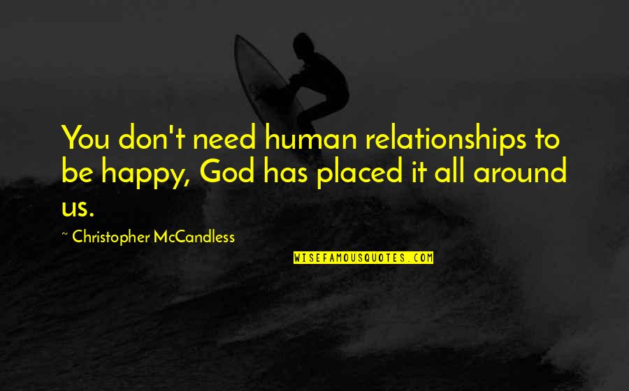 Happy Relationships Quotes By Christopher McCandless: You don't need human relationships to be happy,