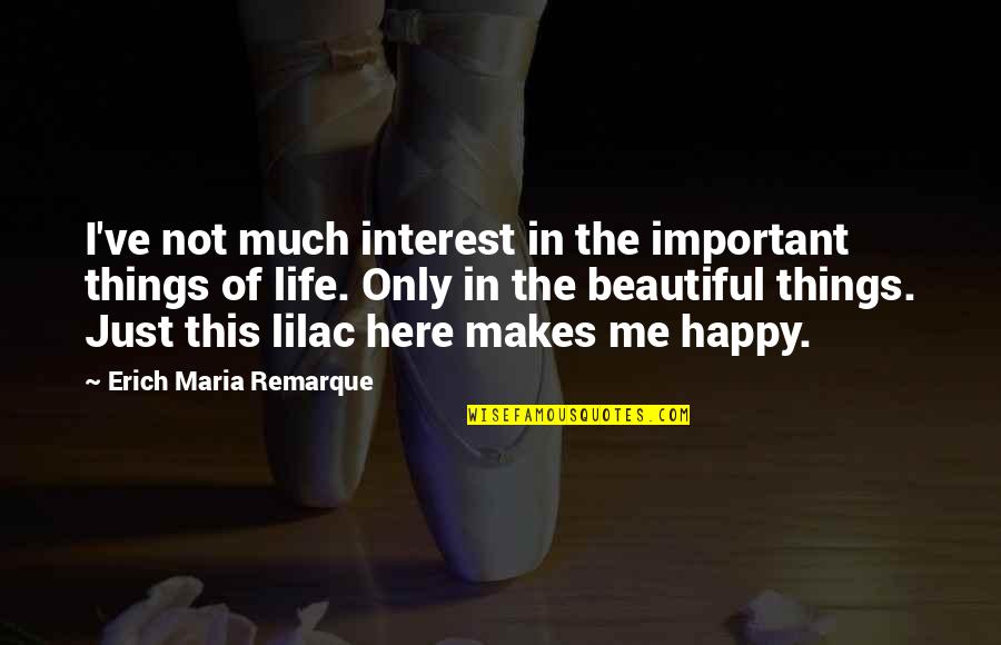 Happy Things In Life Quotes By Erich Maria Remarque: I've not much interest in the important things