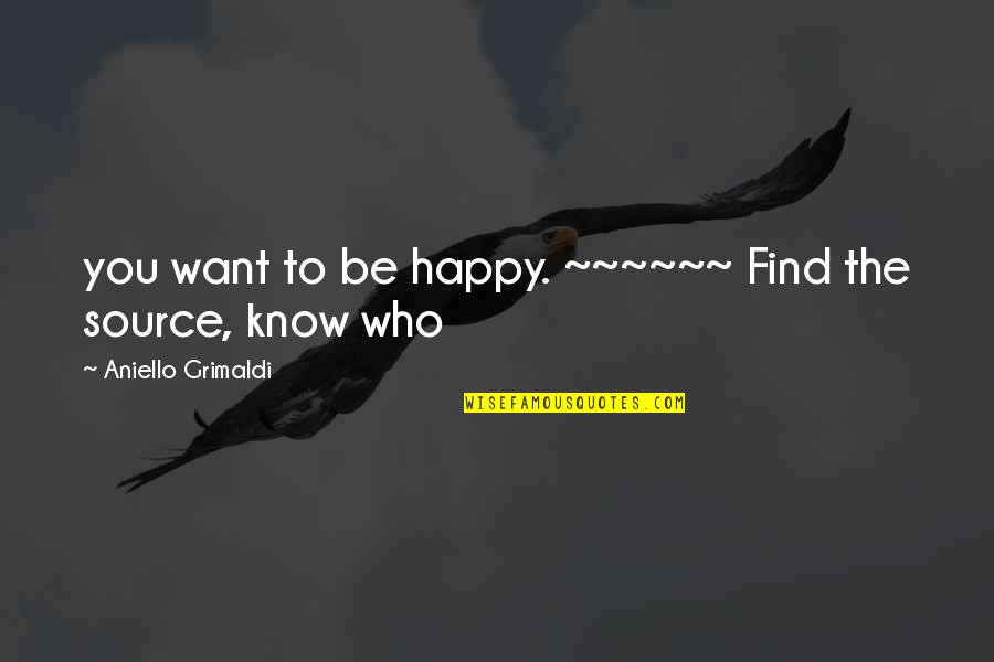 Happy To Find You Quotes By Aniello Grimaldi: you want to be happy. ~~~~~~ Find the