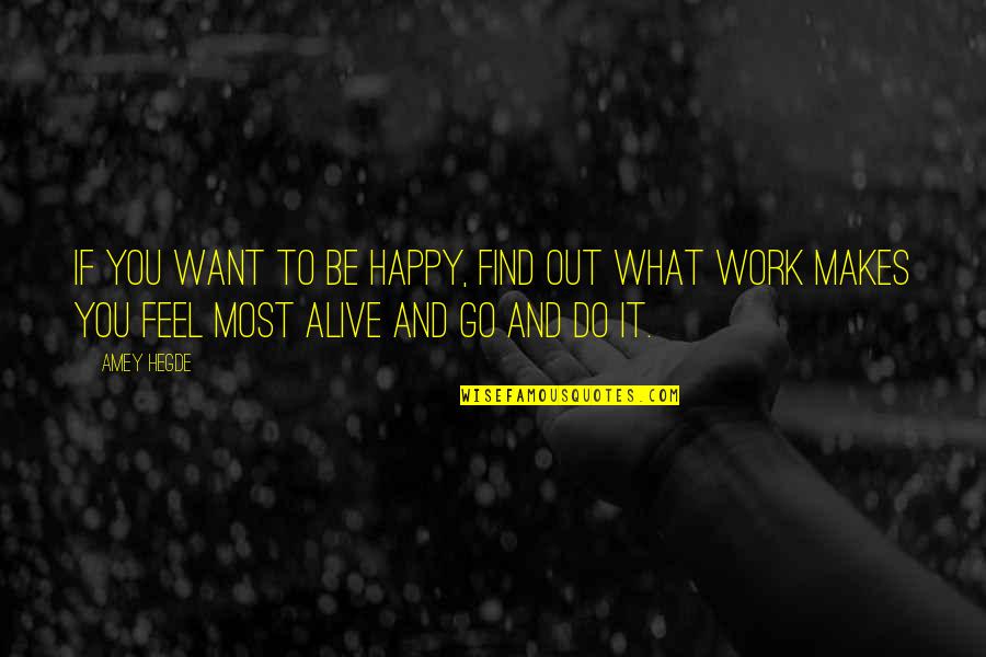 Happy To Go To Work Quotes By Amey Hegde: If you want to be happy, find out