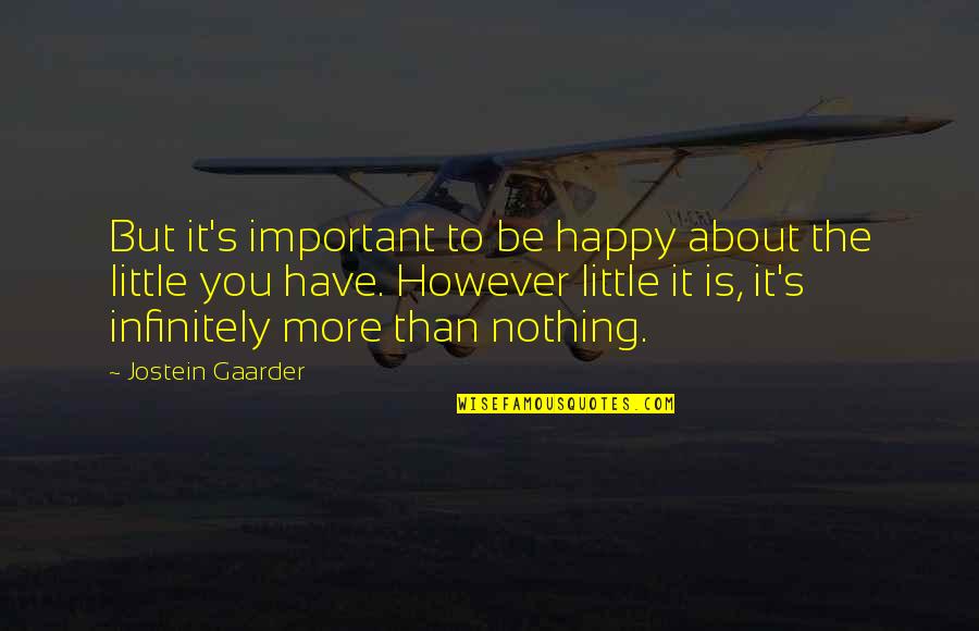 Happy To Have You Quotes By Jostein Gaarder: But it's important to be happy about the