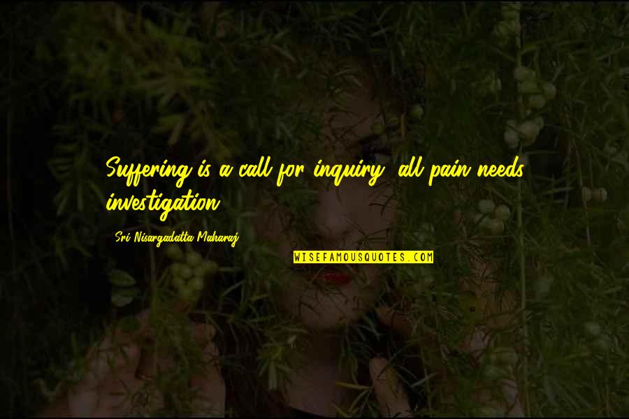 Happy Upbeat Quotes By Sri Nisargadatta Maharaj: Suffering is a call for inquiry, all pain