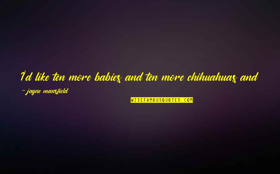 Happy With Baby Quotes By Jayne Mansfield: I'd like ten more babies and ten more Happy With Baby Quotes By Jayne Mansfield: I'd like ten more babies and ten more