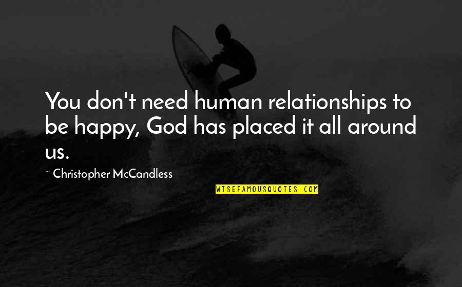 Happy With God Quotes By Christopher McCandless: You don't need human relationships to be happy,