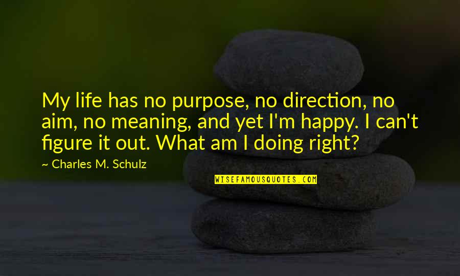 Happy With Life Right Now Quotes By Charles M. Schulz: My life has no purpose, no direction, no