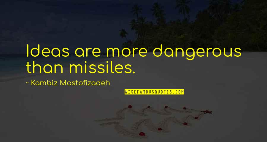 Harald's Quotes By Kambiz Mostofizadeh: Ideas are more dangerous than missiles.