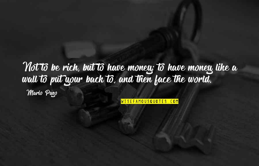 Harare Airport Quotes By Mario Puzo: Not to be rich, but to have money;