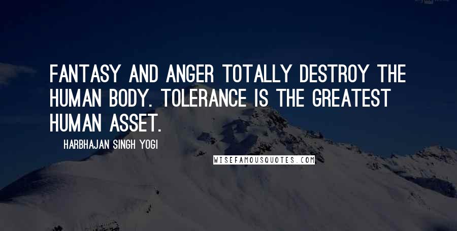 Harbhajan Singh Yogi quotes: Fantasy and anger totally destroy the human body. Tolerance is the greatest human asset.